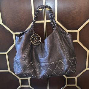 Chanel bronze grainy durable leather bag